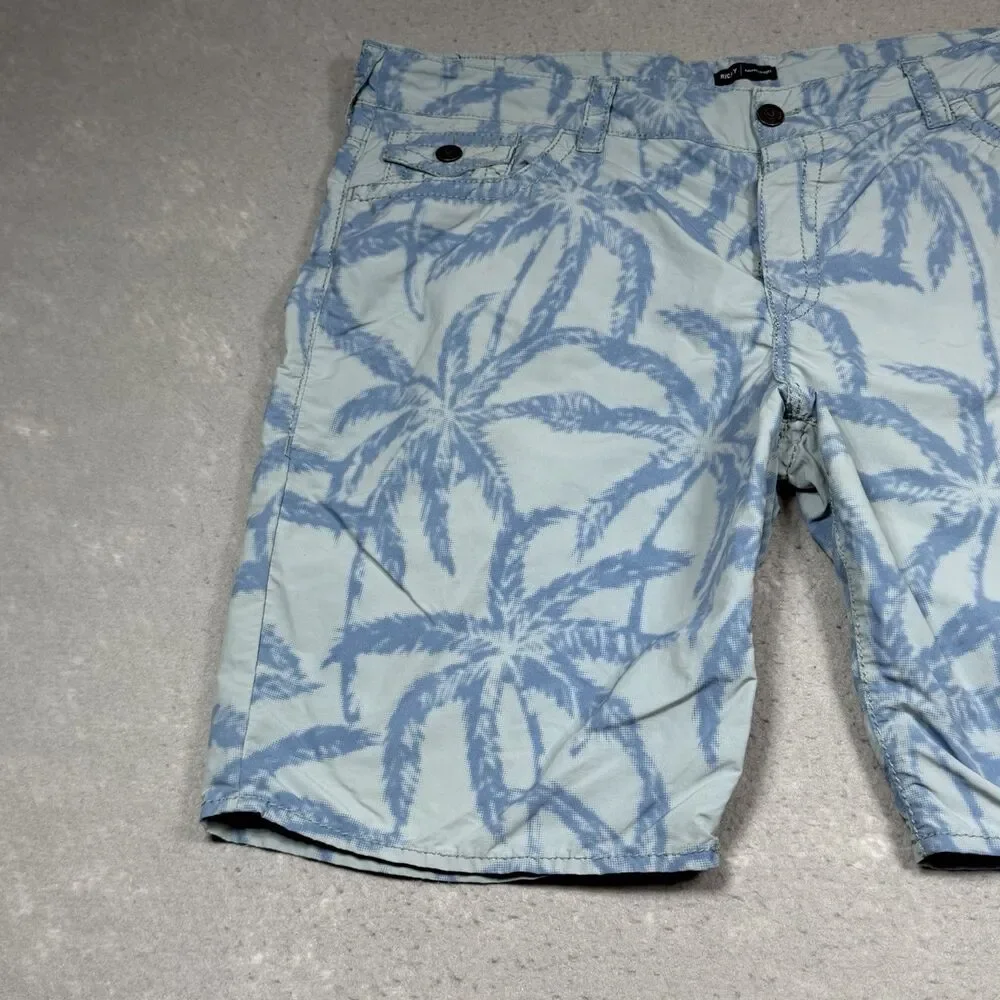 TRUE RELIGION Ricky Board Shorts 12” Swim Trunks Men’s 42 Palm Trees Relaxed Fit